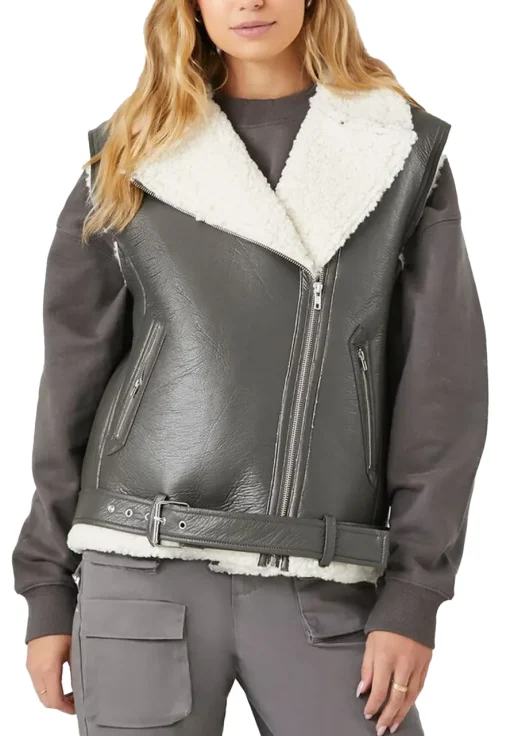 womens-dark-grey-faux-leather-shearling-vest