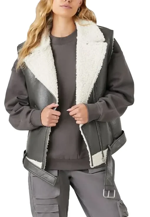 womens-dark-grey-faux-leather-shearling-vest