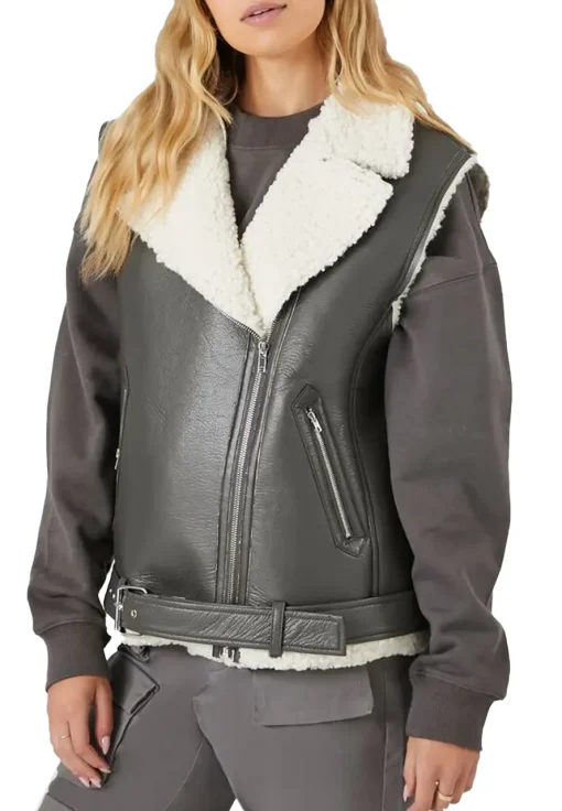 womens-dark-grey-faux-leather-shearling-vest