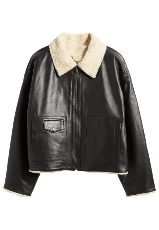 womens-faux-leather-black-shearling-jacket