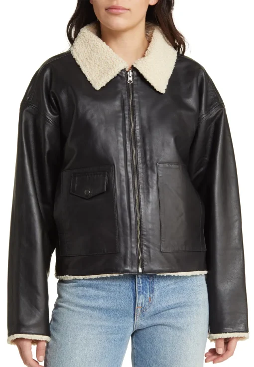 womens-faux-leather-black-shearling-jacket