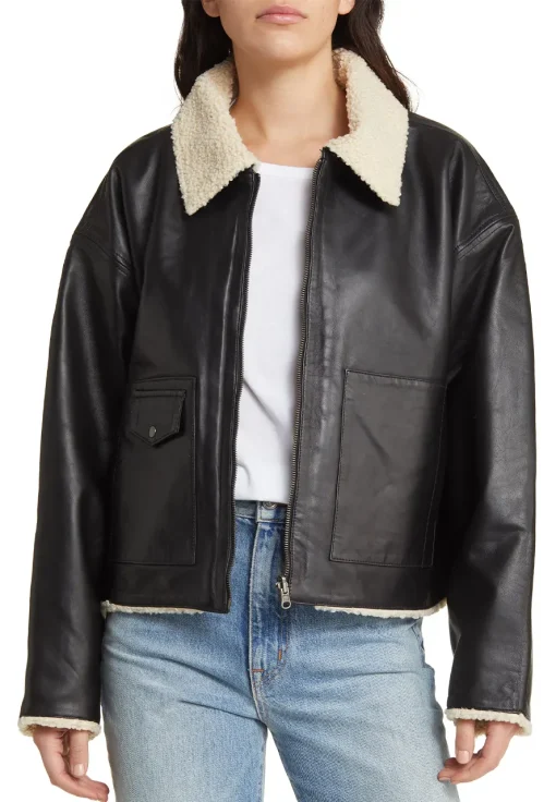 womens-faux-leather-black-shearling-jacket