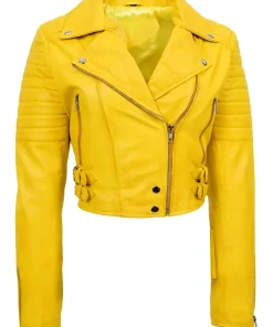 womens-fitted-cropped-yellow-faux-leather-jacket