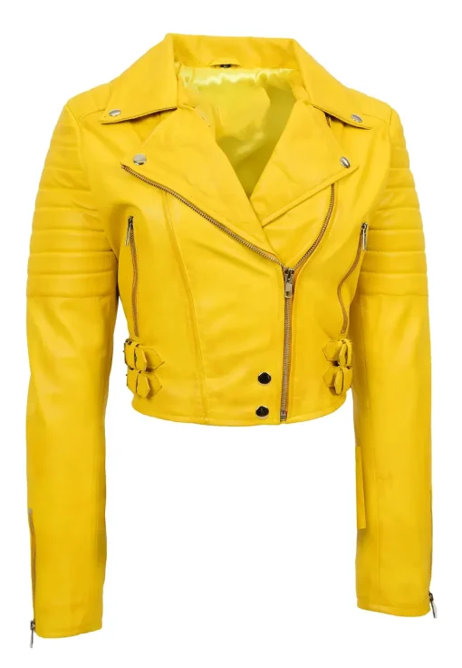 womens-fitted-cropped-yellow-faux-leather-jacket