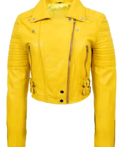 womens-fitted-cropped-yellow-faux-leather-jacket