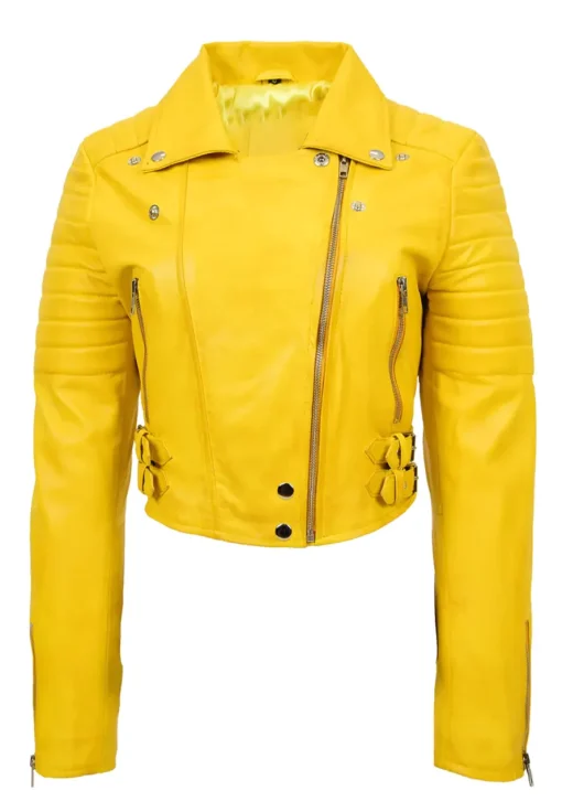 womens-fitted-cropped-yellow-faux-leather-jacket