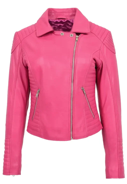 womens-fitted-quilted-designer-pink-faux-leather-biker-jacket