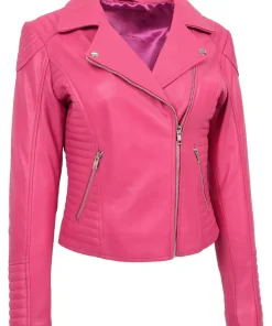 womens-fitted-quilted-designer-pink-faux-leather-biker-jacket