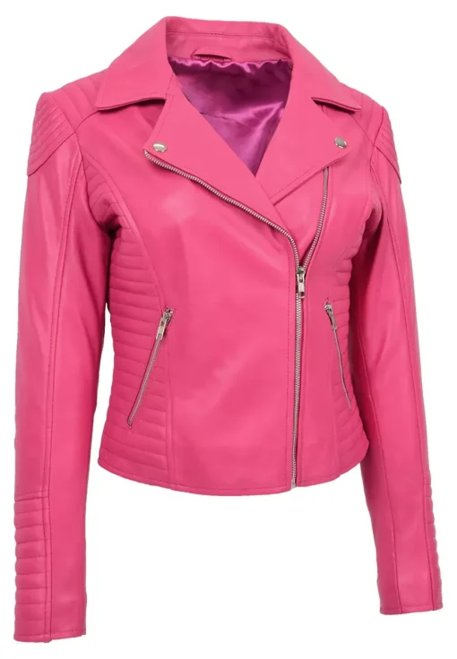 womens-fitted-quilted-designer-pink-faux-leather-biker-jacket