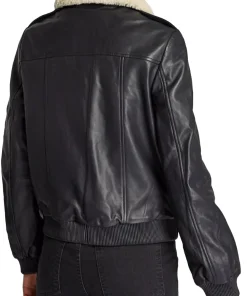womens-fur-collar-black-faux-leather-bomber-jacket