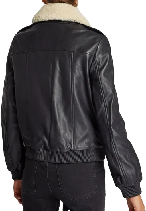 womens-fur-collar-black-faux-leather-bomber-jacket
