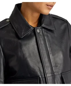 womens-fur-collar-black-faux-leather-bomber-jacket