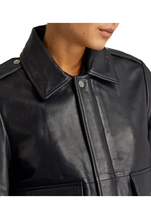 womens-fur-collar-black-faux-leather-bomber-jacket