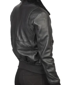 womens-black-faux-leather-fur-collar-bomber-jacket