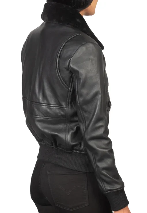 womens-black-faux-leather-fur-collar-bomber-jacket