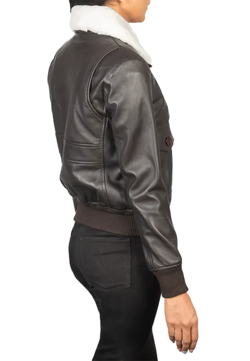 womens-fur-collar-brown-faux-leather-bomber-jacket