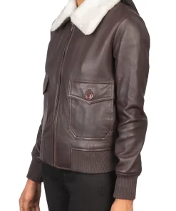 womens-fur-collar-maroon-faux-leather-bomber-jacket