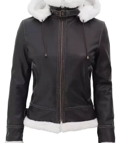 womens-hooded-brown-faux-leather-shearling-jacket