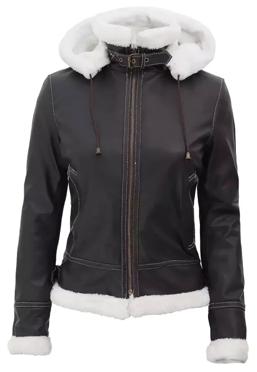 womens-hooded-brown-faux-leather-shearling-jacket