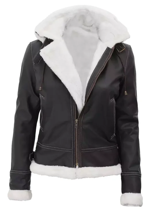 womens-hooded-brown-faux-leather-shearling-jacket