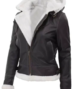 womens-hooded-brown-faux-leather-shearling-jacket