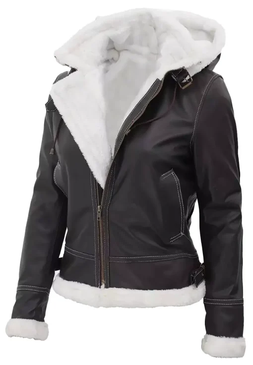 womens-hooded-brown-faux-leather-shearling-jacket