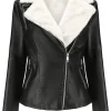 womens-lapel-collar-black-faux-leather-shearling-biker-jacket