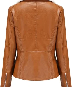 womens-lapel-collar-brown-faux-leather-shearling-biker-jacket