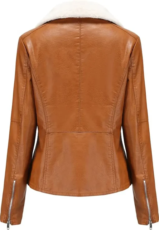 womens-lapel-collar-brown-faux-leather-shearling-biker-jacket