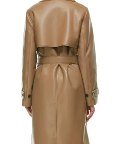 womens-light-brown-faux-leather-single-breasted-coat