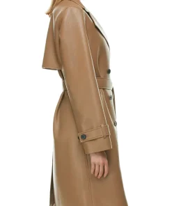 womens-light-brown-faux-leather-single-breasted-coat