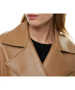 womens-light-brown-faux-leather-single-breasted-coat