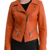 womens-orange-faux-leather-stylish-biker-jacket