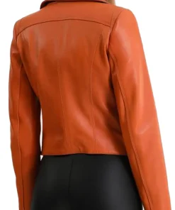 womens-orange-faux-leather-stylish-biker-jacket