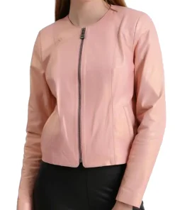 womens-pink-faux-leather-stylish-biker-jacket