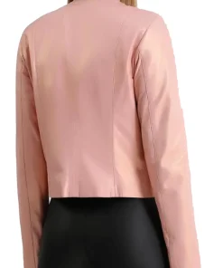 womens-pink-faux-leather-stylish-biker-jacket