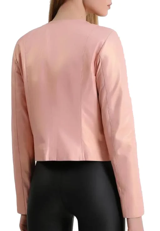 womens-pink-faux-leather-stylish-biker-jacket