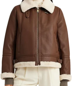 womens-shearling-trim-brown-faux-leather-jacket