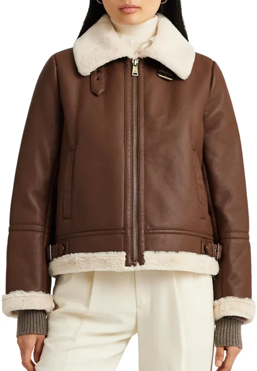 womens-shearling-trim-brown-faux-leather-jacket