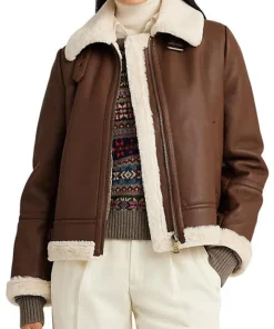 womens-shearling-trim-brown-faux-leather-jacket