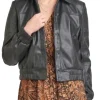 womens-shirt-collar-faux-leather-black-bomber-jacket