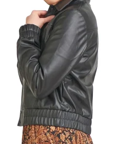 womens-shirt-collar-faux-leather-black-bomber-jacket