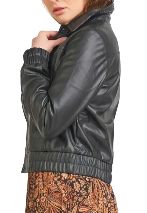 womens-shirt-collar-faux-leather-black-bomber-jacket