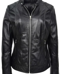 womens-zip-casual-black-faux-leather-biker-jacket