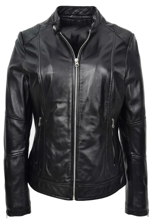 womens-zip-casual-black-faux-leather-biker-jacket