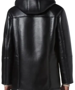 mens-black-faux-leather-faux-shearling-hooded-jacket