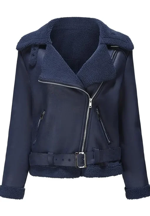 womens-fleece-lined-blue-faux-leather-jacket