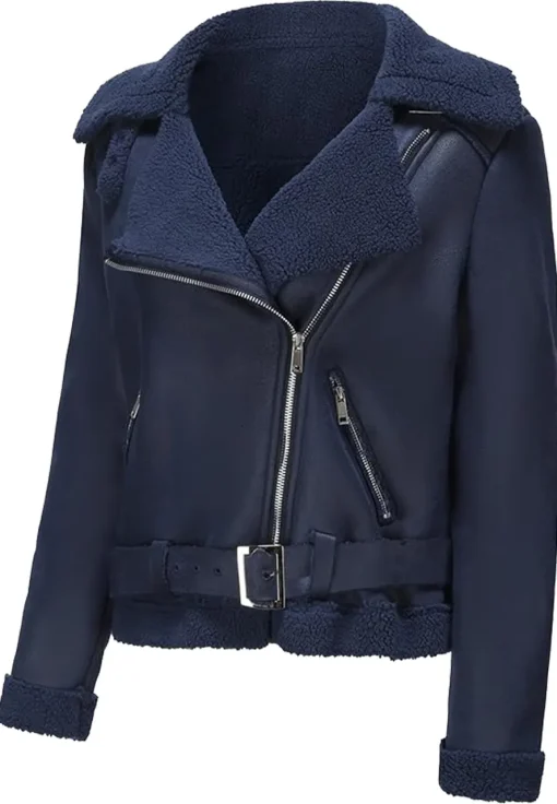 womens-fleece-lined-blue-faux-leather-jacket