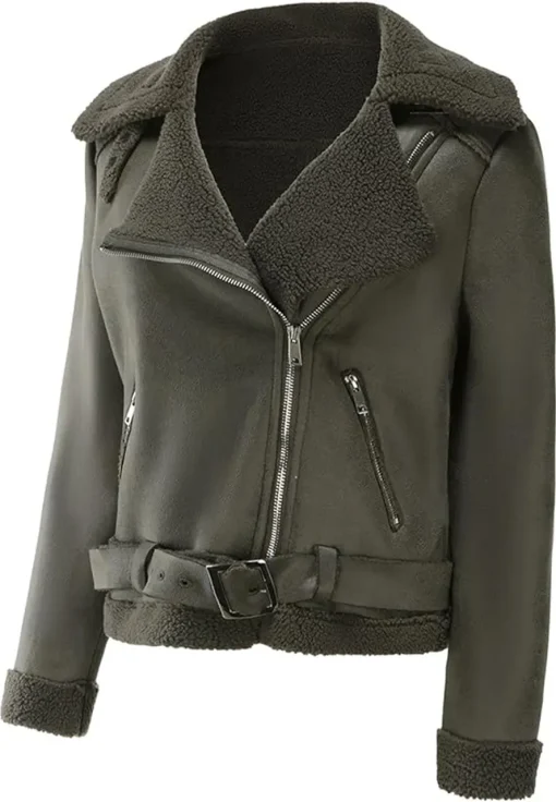 womens-fleece-lined-green-faux-leather-jacket