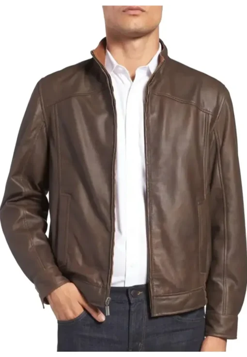 mens-band-collar-brown-faux-leather-bomber-jacket